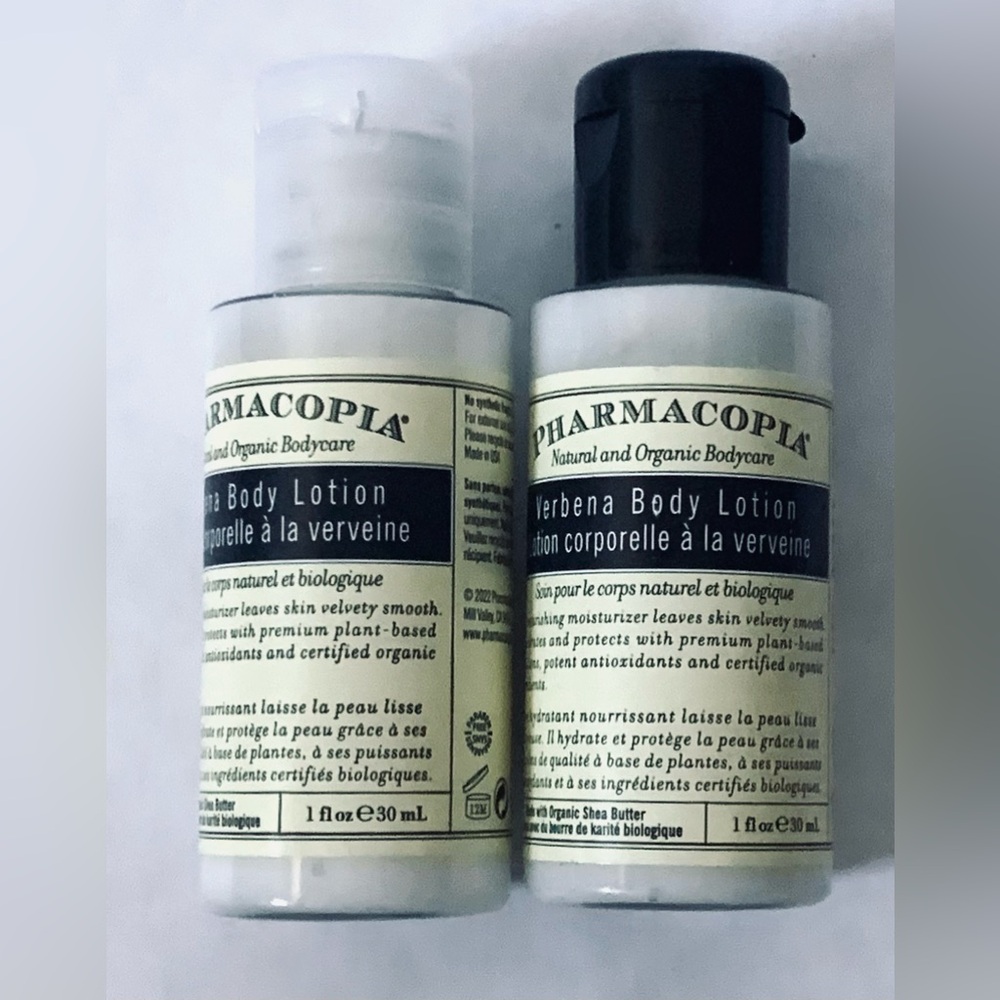 2 - Pharmacopia Verbena Body Lotion organic Shea Butter travel 1oz each new